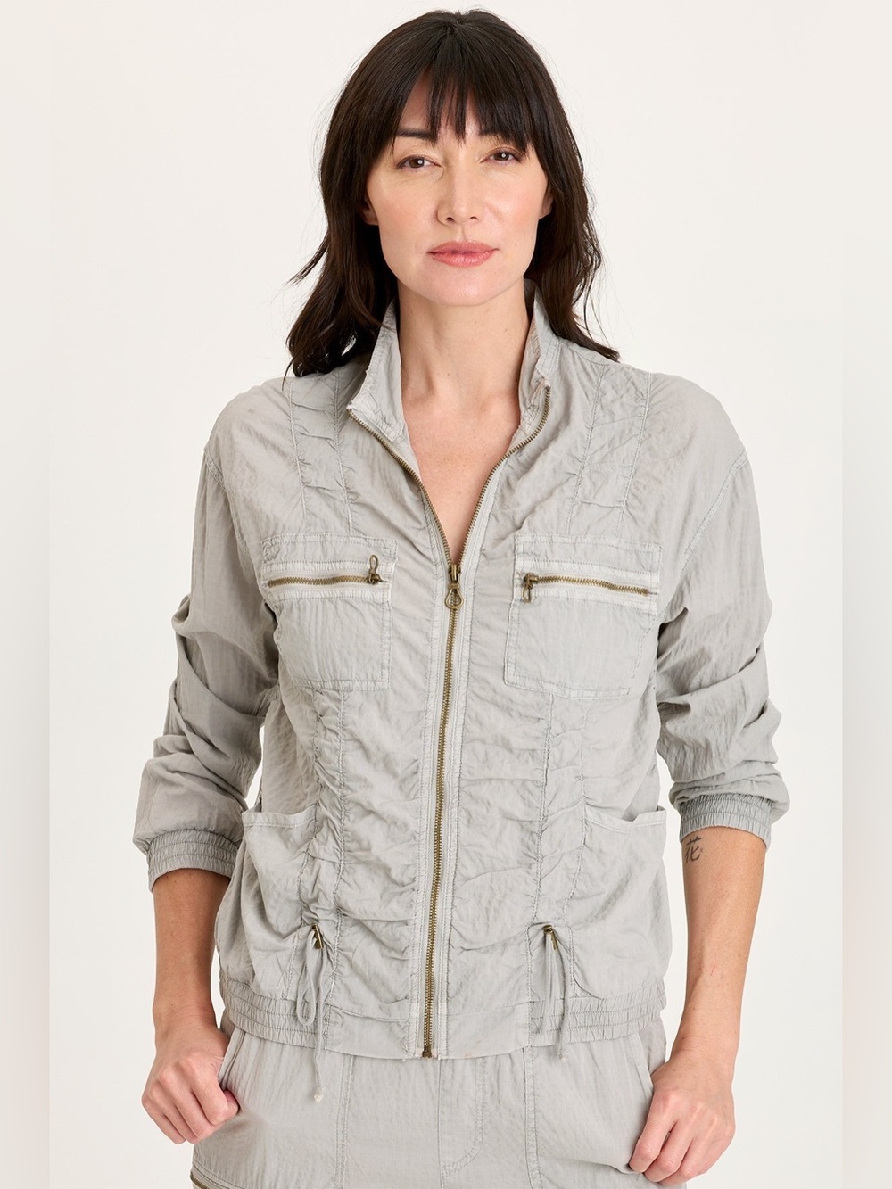 XCVI Amis Textured Cinchable  Bomber Jacket